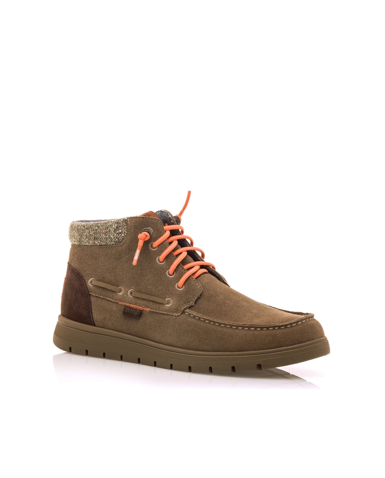 Sapatos de Cordões em Pele com Estilo Abotinado Verde-Castanho-2