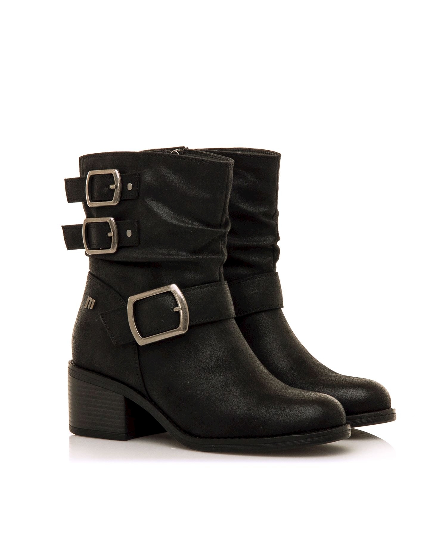 Botins Básicos com Salto e Fivelas Largas Cinzento-escuro-5