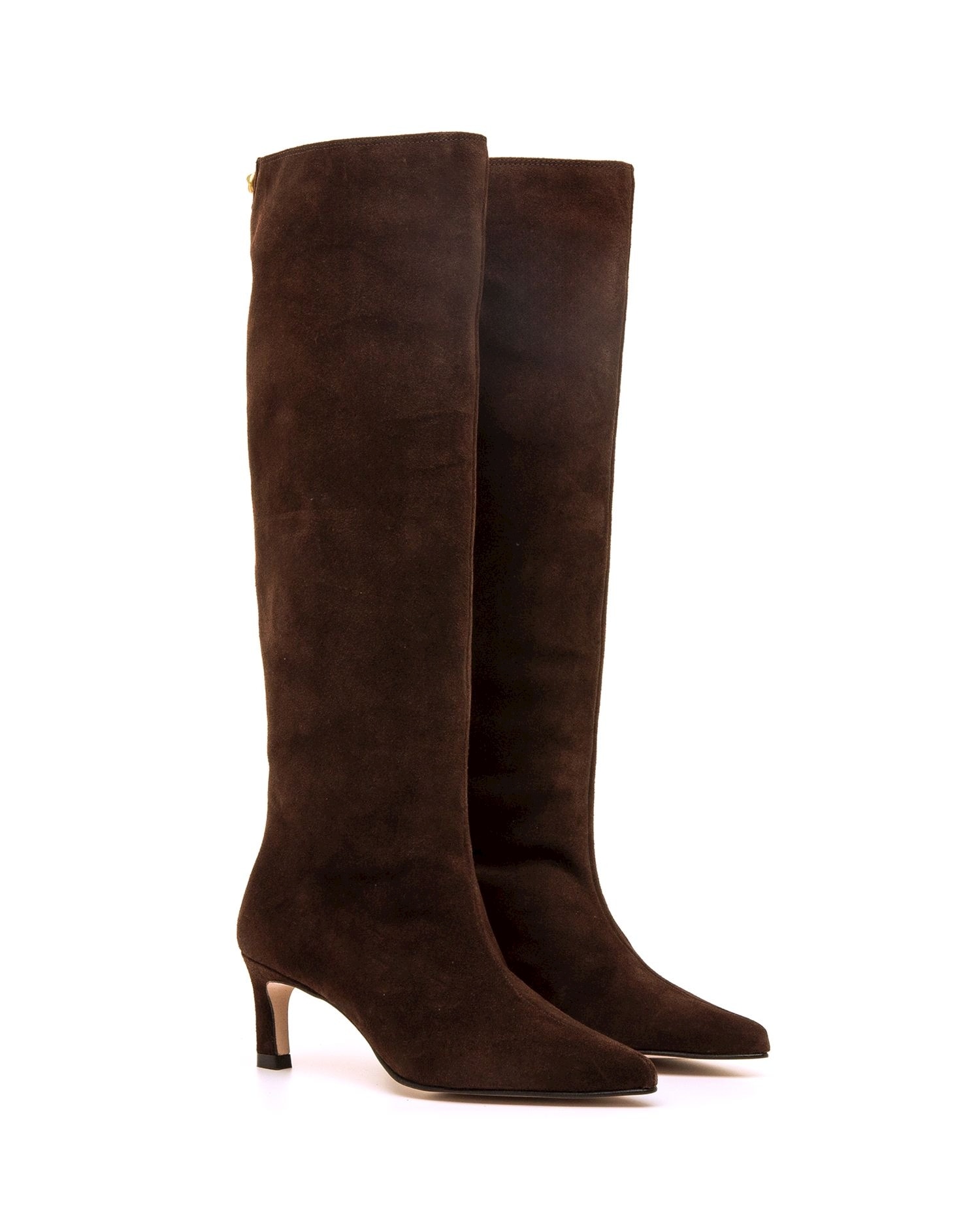 Botas Altas em Pele com Salto Fino Moca-5