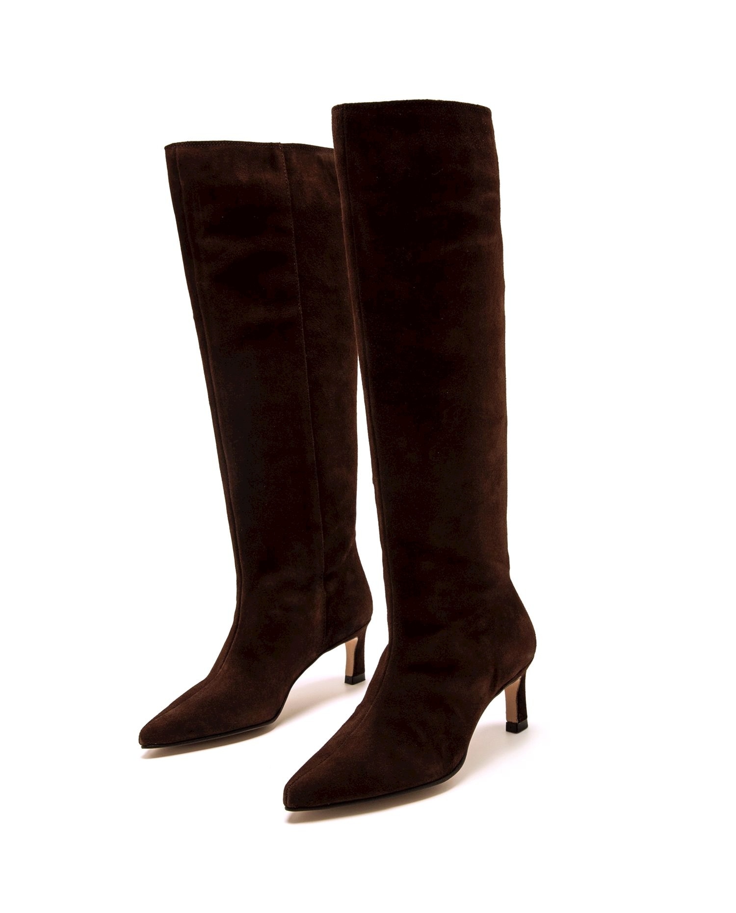 Botas Altas em Pele com Salto Fino Moca-6