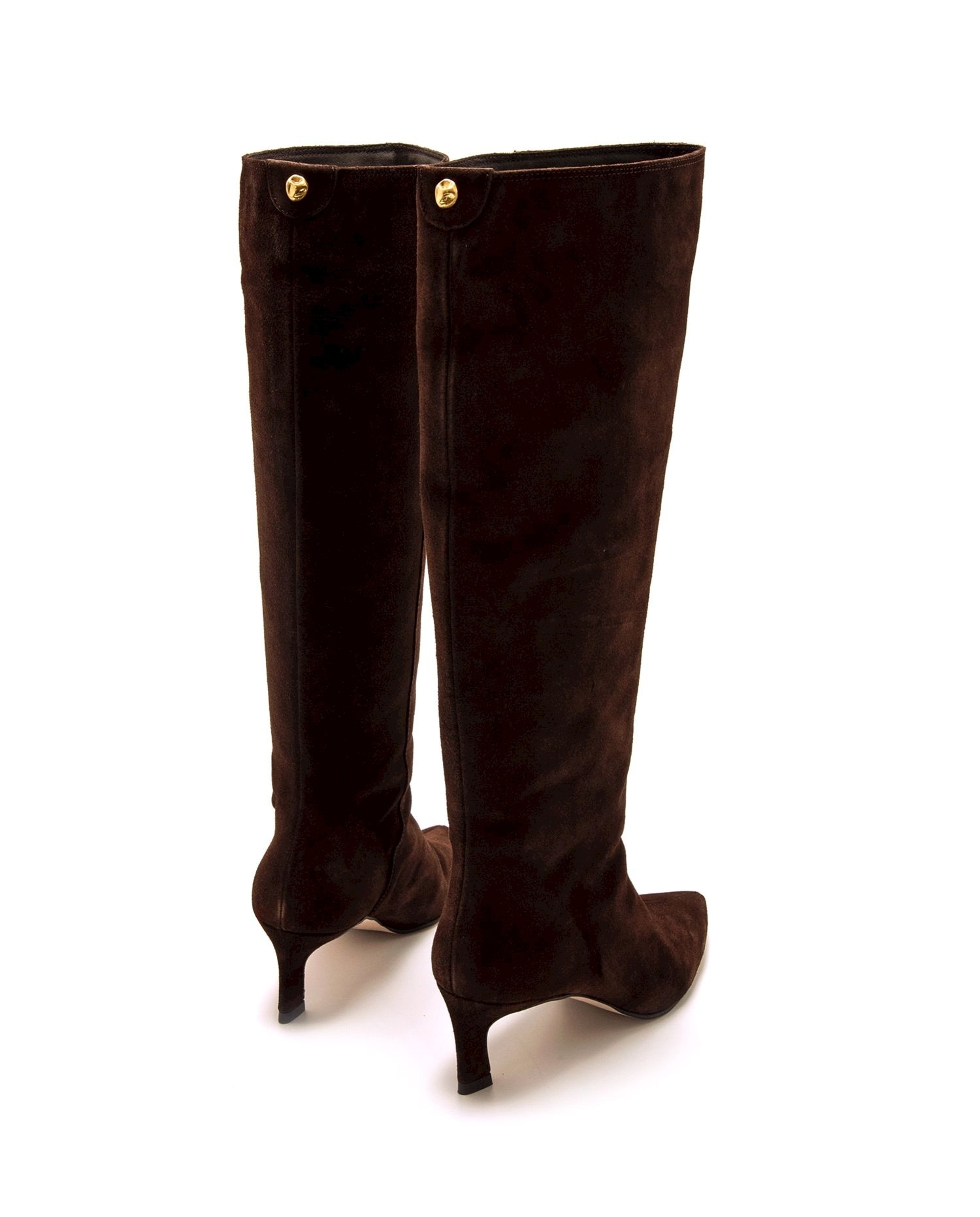 Botas Altas em Pele com Salto Fino Moca-7