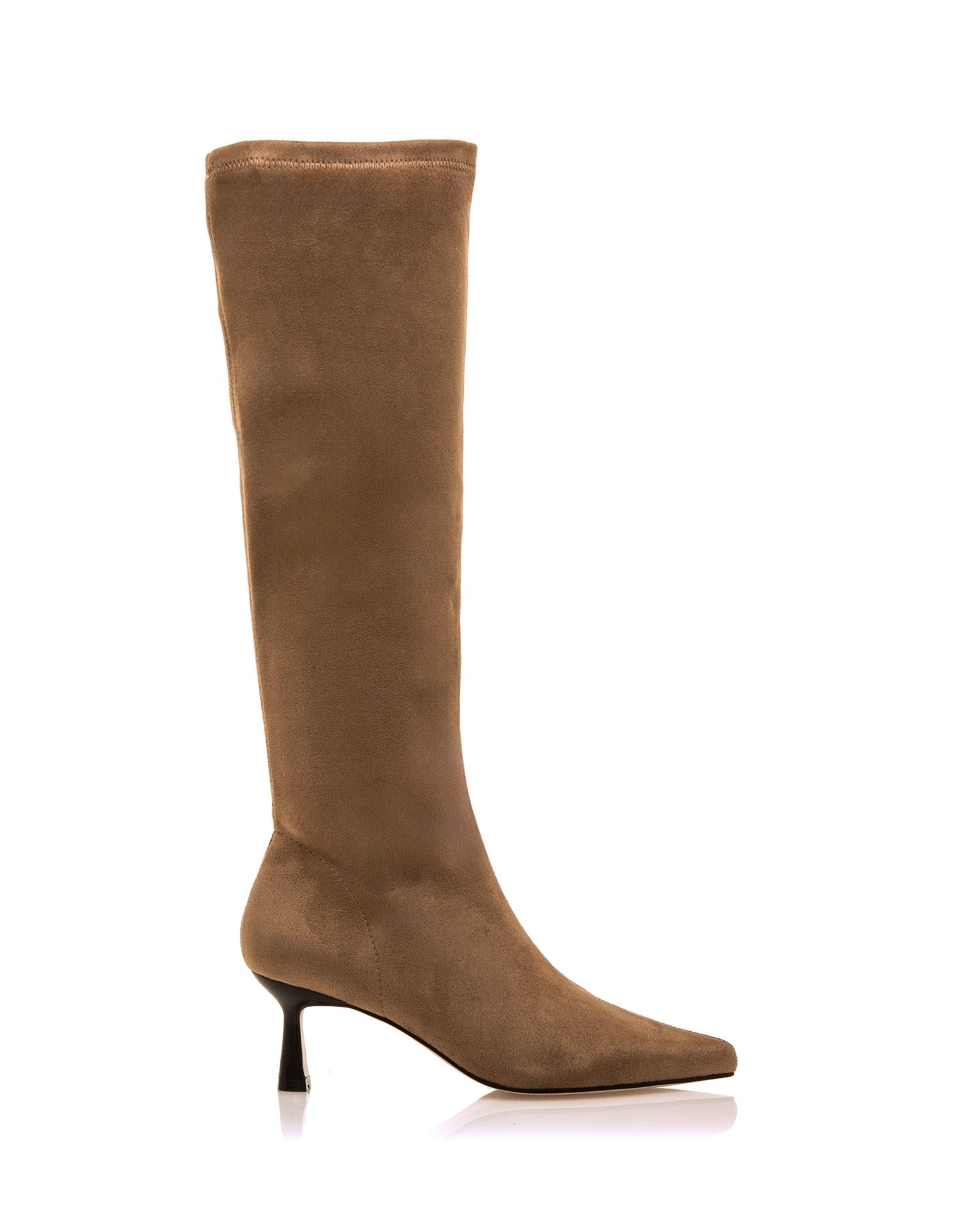 Botas Básicas com Salto Fino e Cano Stretch Cru-1