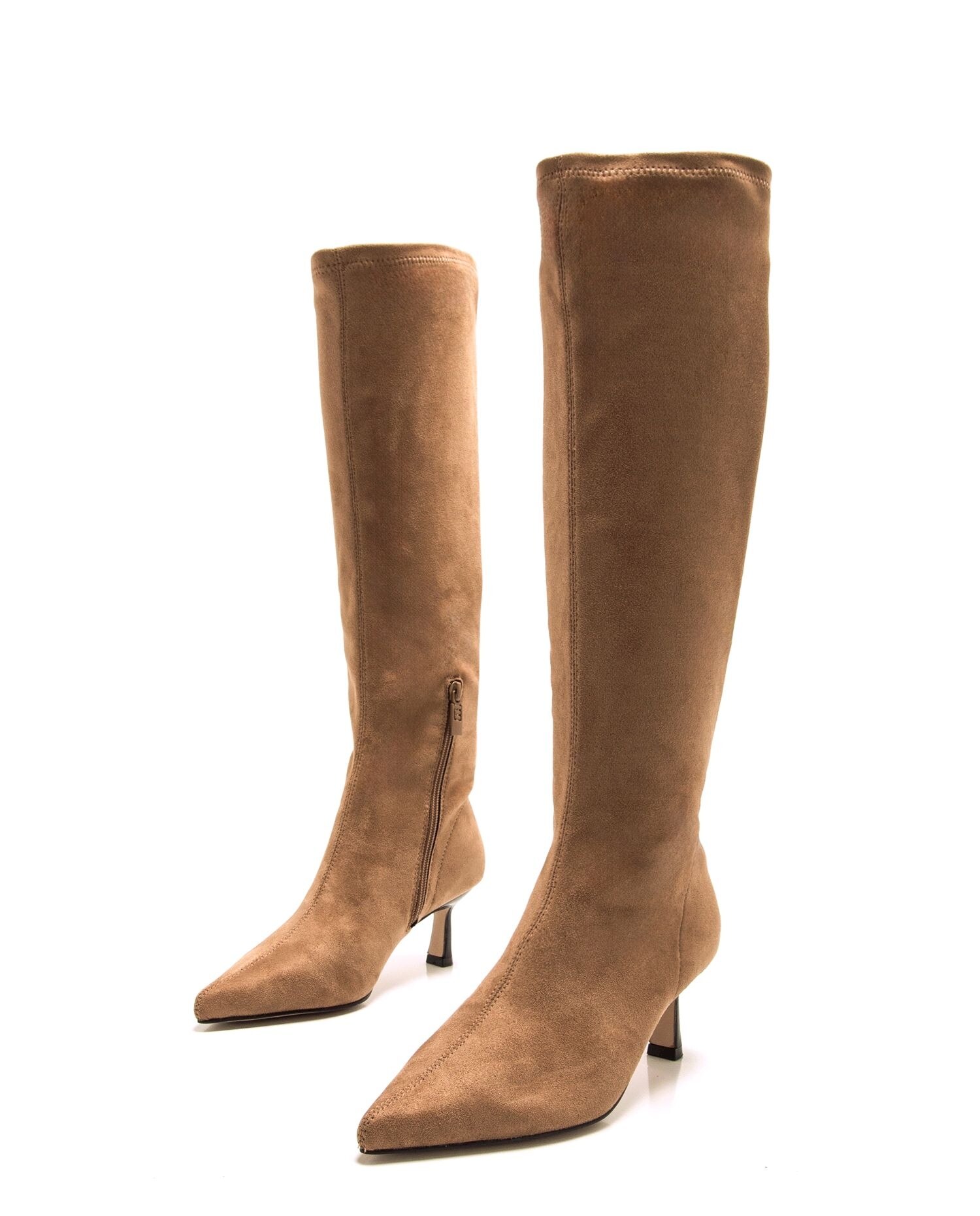 Botas Básicas com Salto Fino e Cano Stretch Cru-2