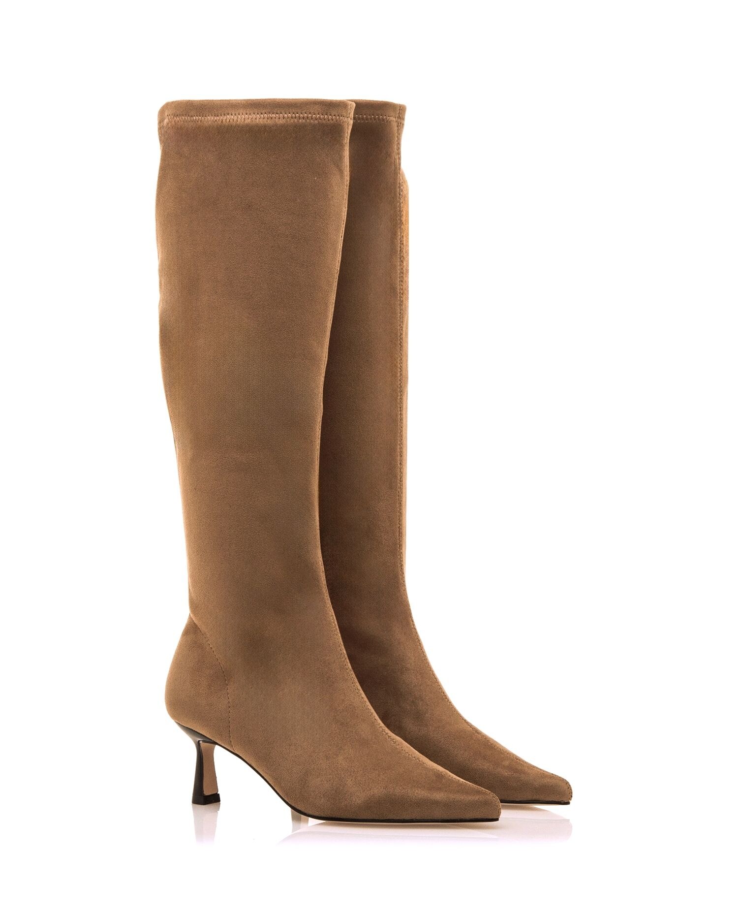 Botas Básicas com Salto Fino e Cano Stretch Cru-5