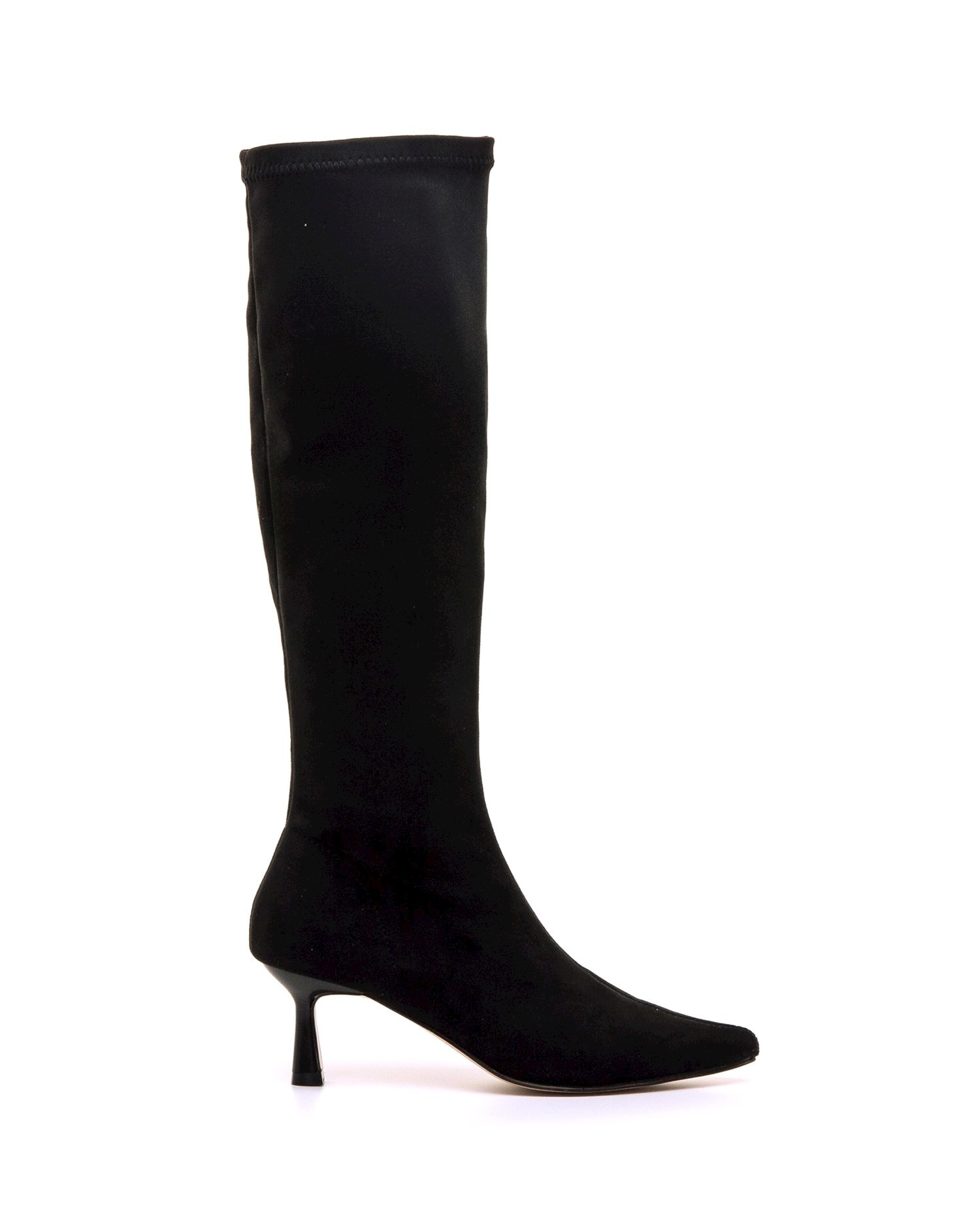 Botas Altas com Salto Fino e Cano Stretch Preto-1