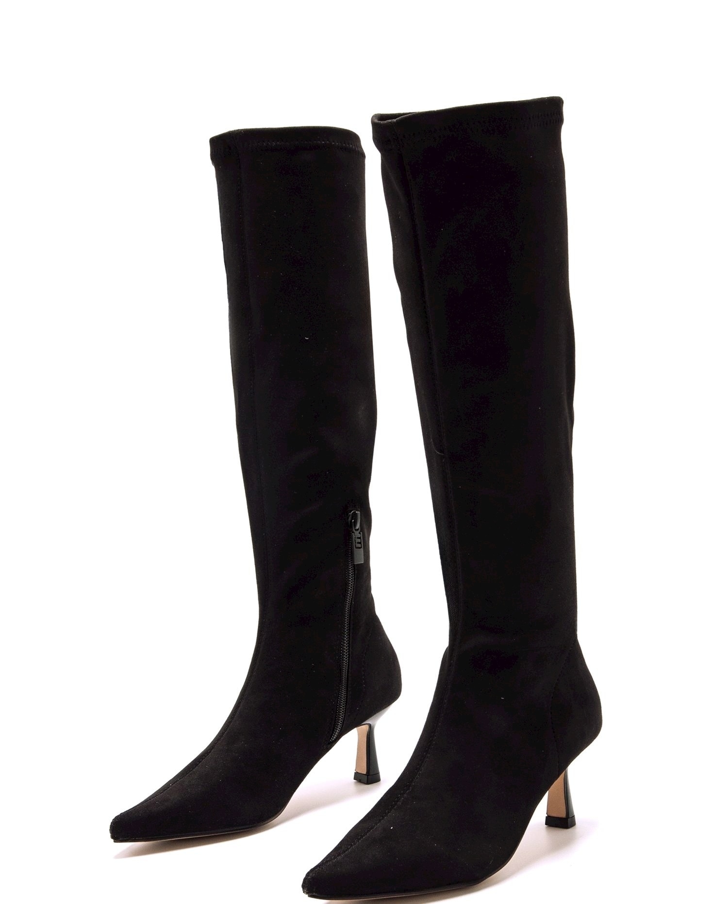 Botas Altas com Salto Fino e Cano Stretch Preto-2