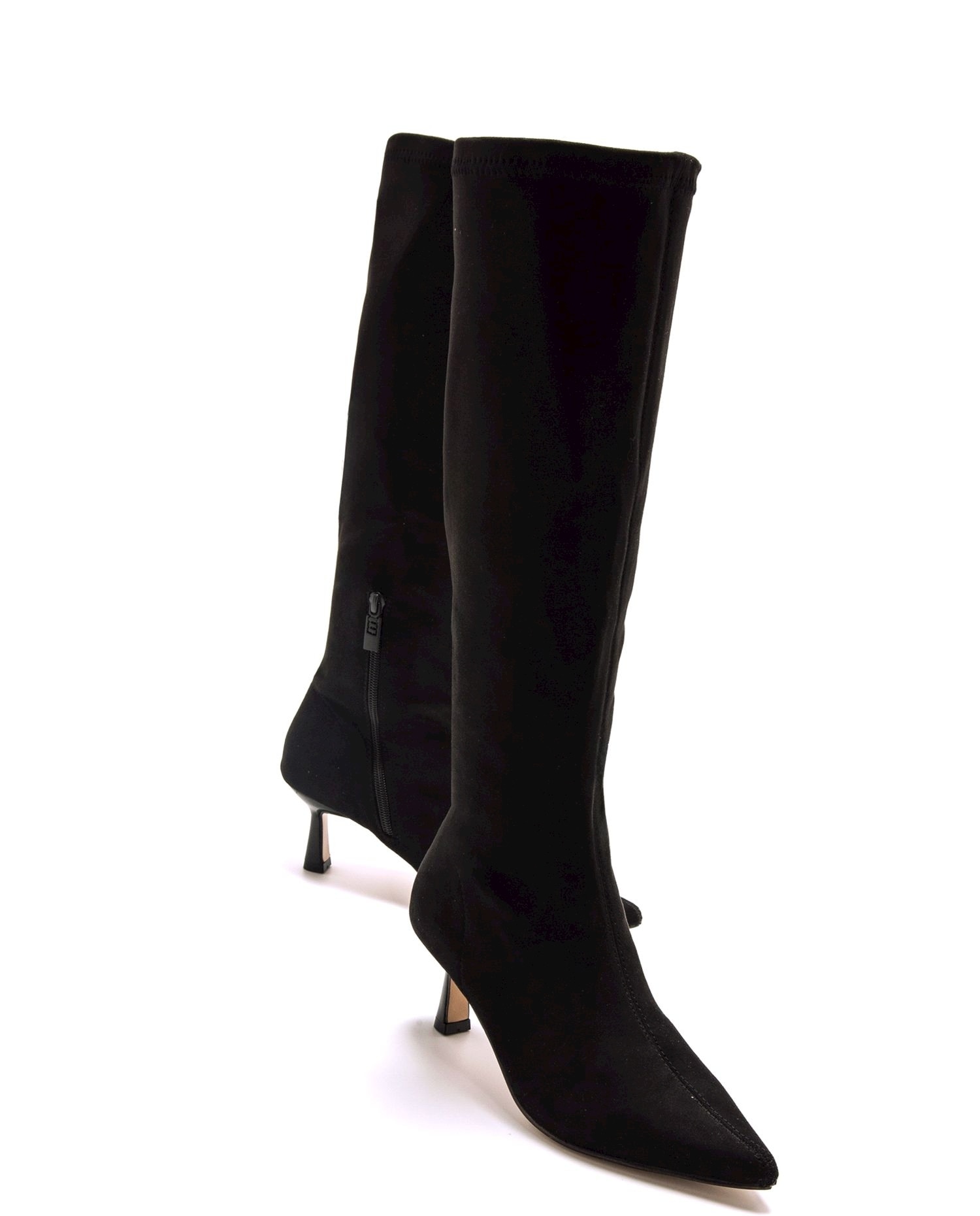 Botas Altas com Salto Fino e Cano Stretch Preto-4