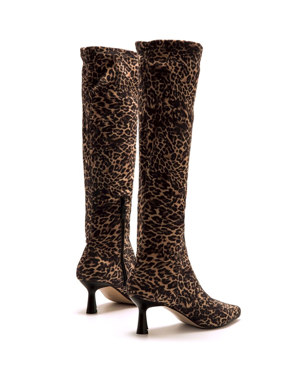 Botas Básicas com Salto Fino e Cano Stretch Castanho-escuro-3