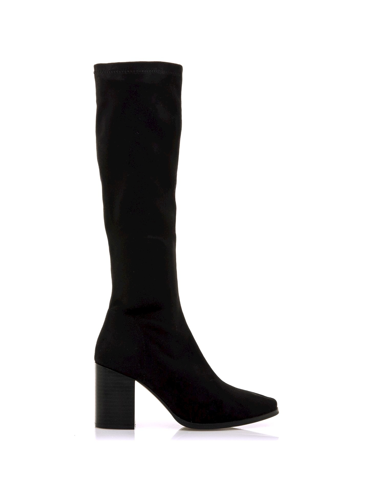 Imagem 0 de Botas Básicas Altas em Têxtil com Tacão Largo