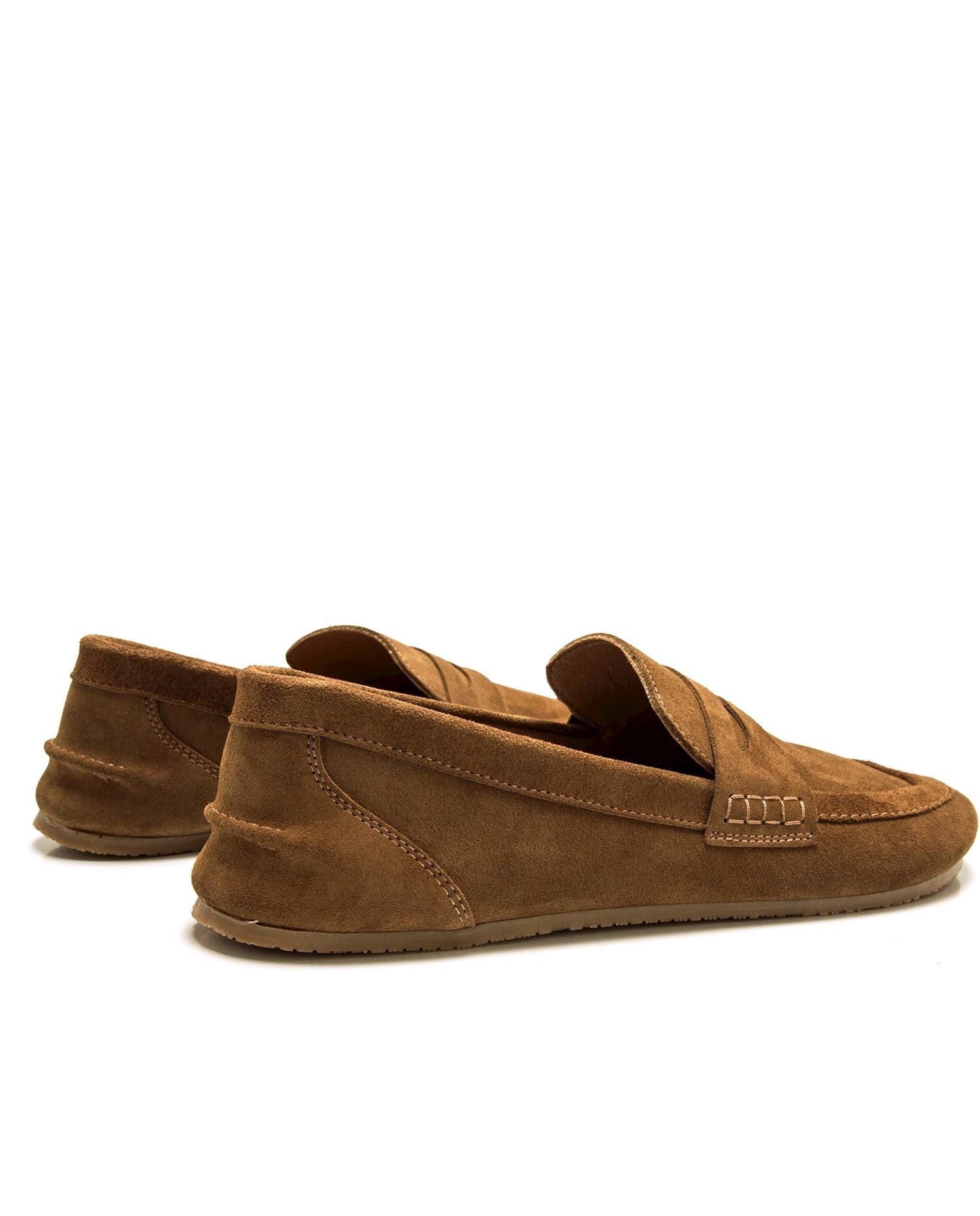 Mocassins em Pele de Camurça com Piso Respeitoso Castanho-4