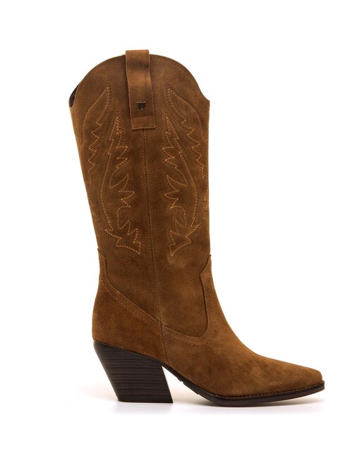 Imagem 0 de Botas Altas em Pele Estilo Cowboy