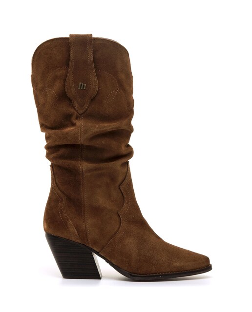 Imagem 0 de Botas Altas de Pele com Salto Cowboy