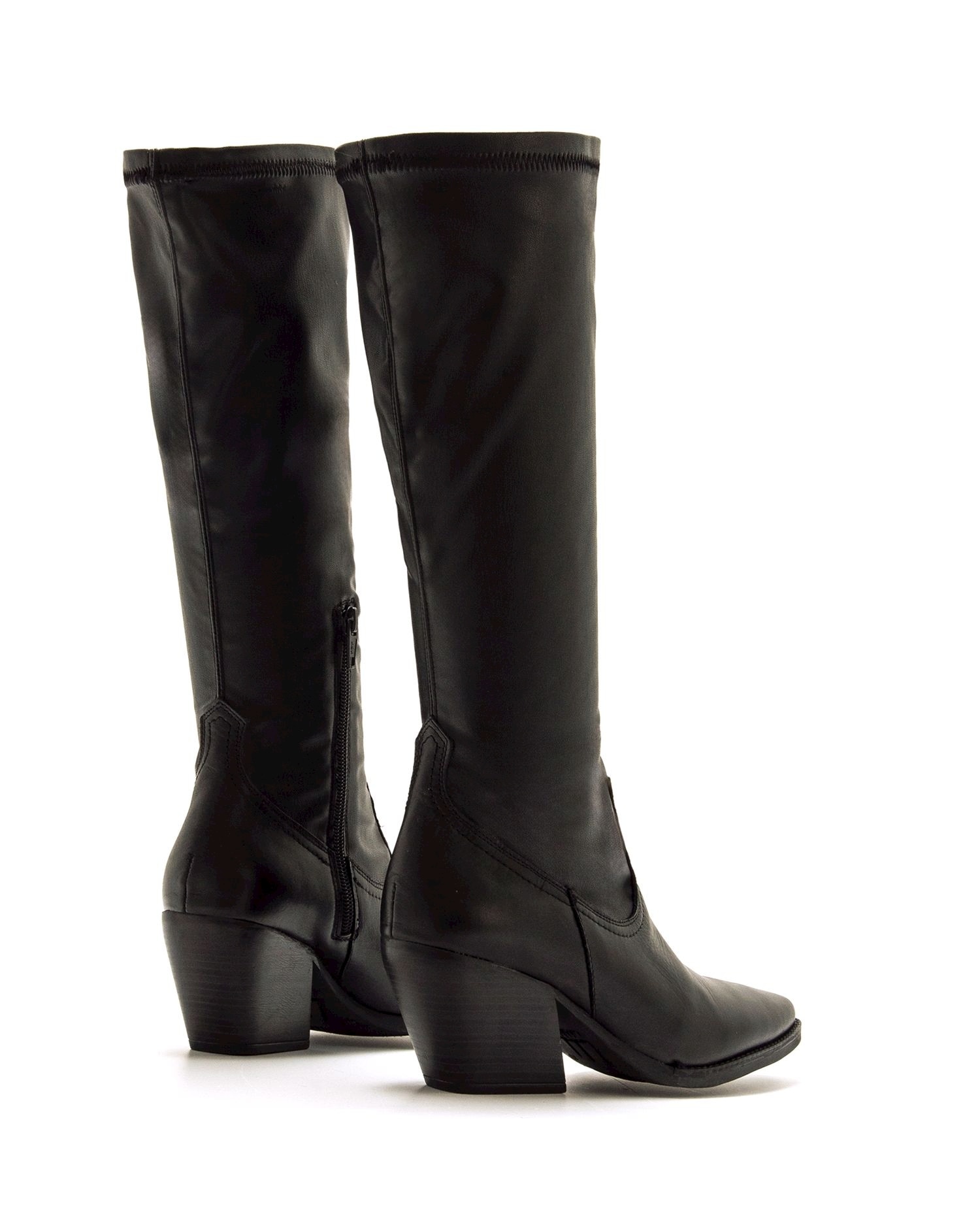Botas Cowboy em Pele e Cano Stretch Preto-3