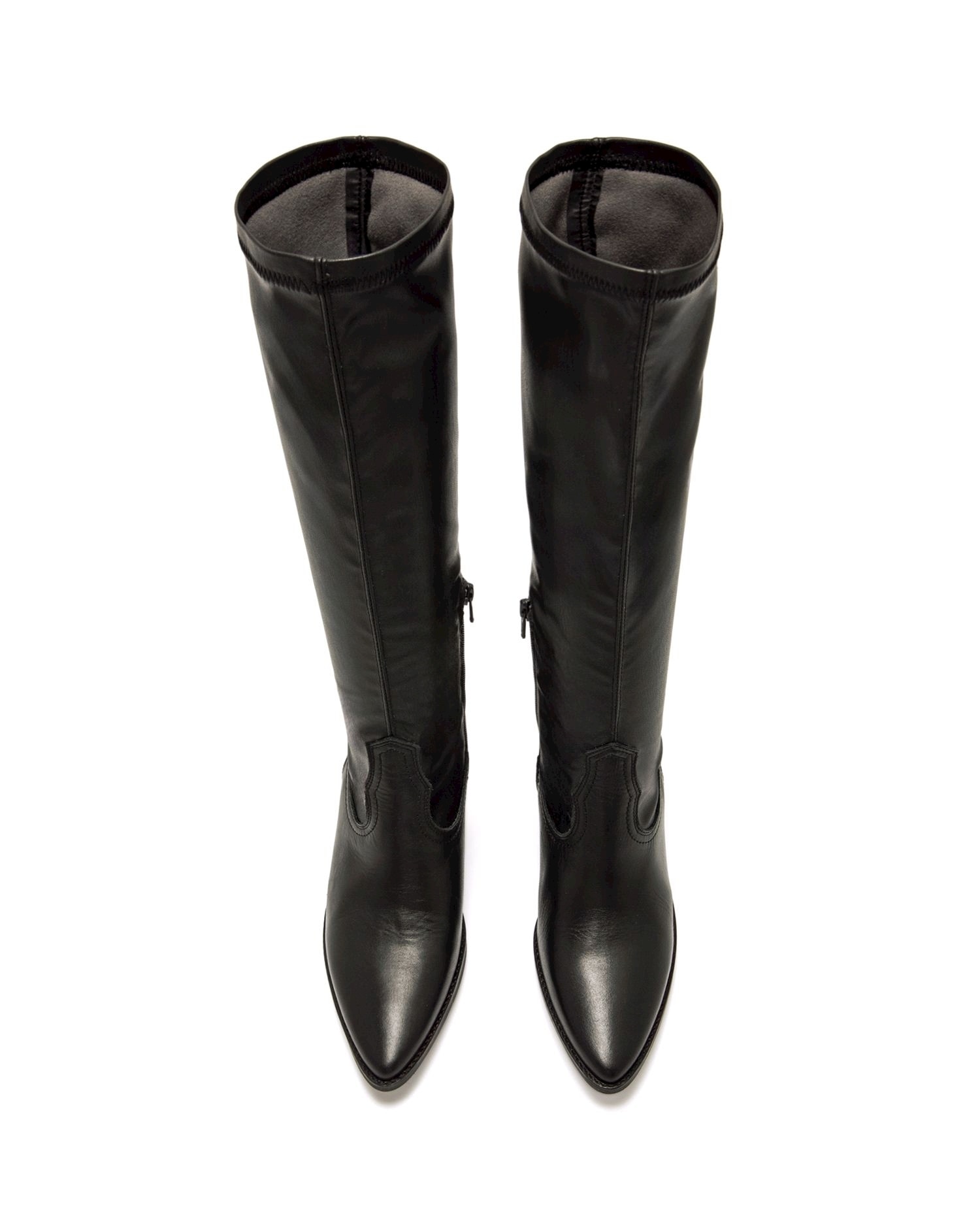 Botas Cowboy em Pele e Cano Stretch Preto-4