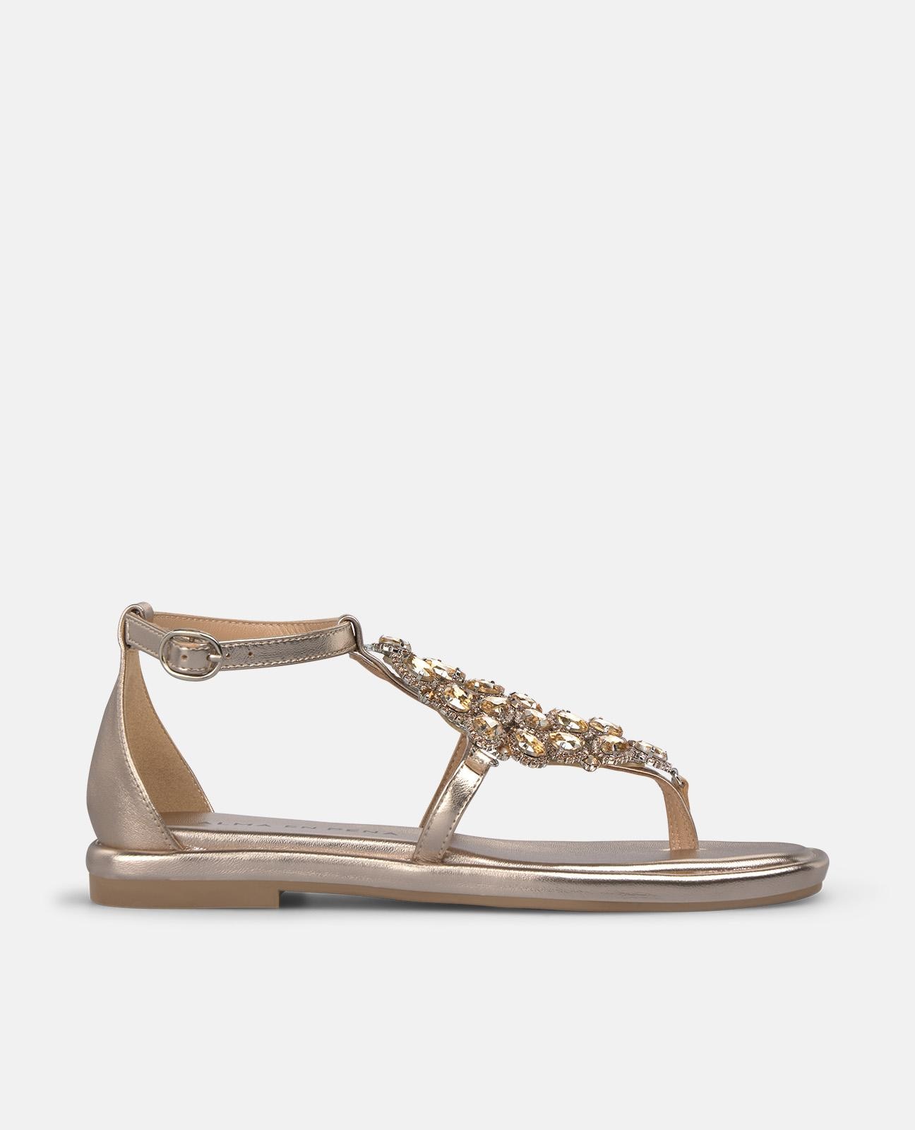 Imagem 0 de Sandálias de Dedo com Detalhes de Pedraria e Fecho de Fivela