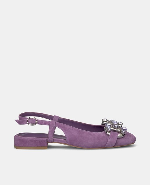 Imagem 0 de Sapatos Rasos de Pele com Biqueira Redonda