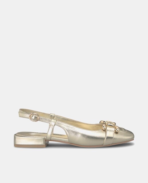 Imagem 0 de Sapatos Rasos de Pele com Adorno de Fivela