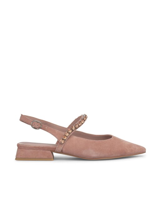 Imagem 0 de Sapatos Rasos com o Calcanhar Aberto e Tira de Pedraria