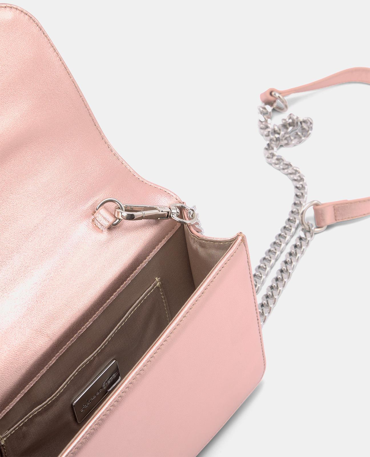 Mala a Tiracolo de Pele com Pedraria Rosa-3