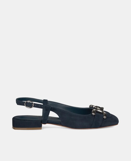 Imagem 0 de Sapatos Rasos de Pele com Biqueira Redonda