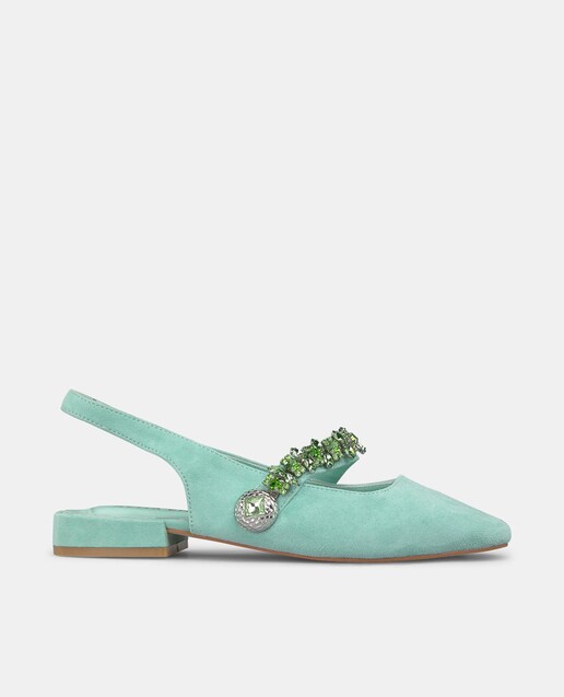 Imagem 0 de Sapatos Rasos de Pele com Tira de Pedraria