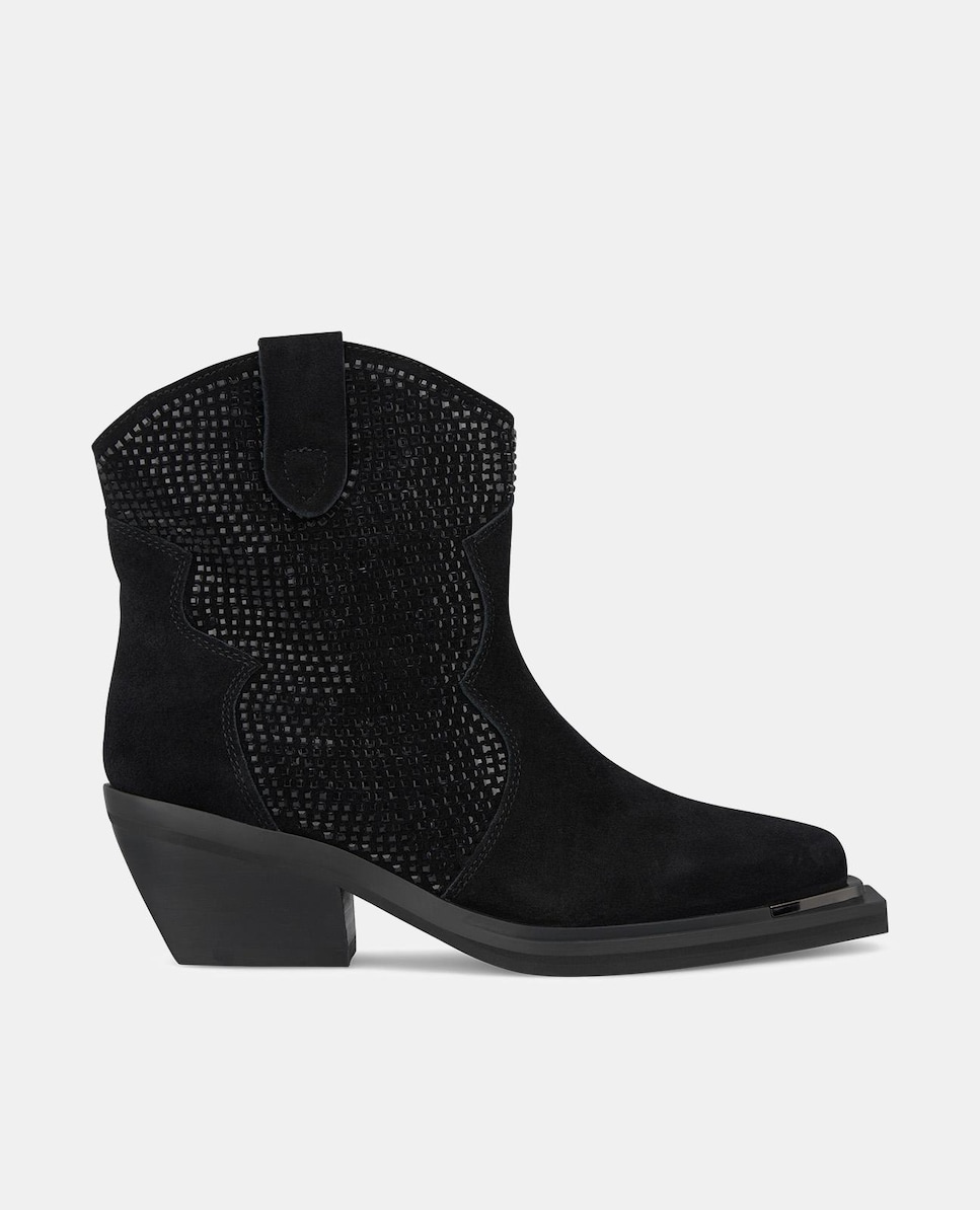 Botins de Pele com Biqueira Redonda Preto-1