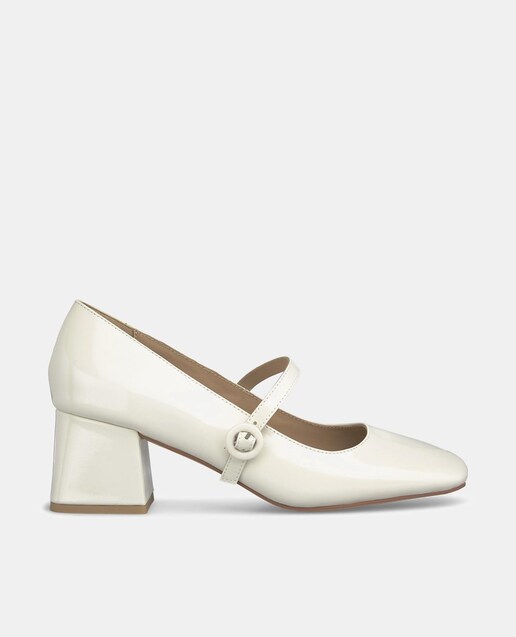 Imagem 0 de Sapatos de Presilha de Pele com Biqueira Quadrada