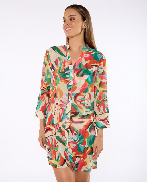 Imagem 0 de Vestido de Praia Kiba Tipo Camisa