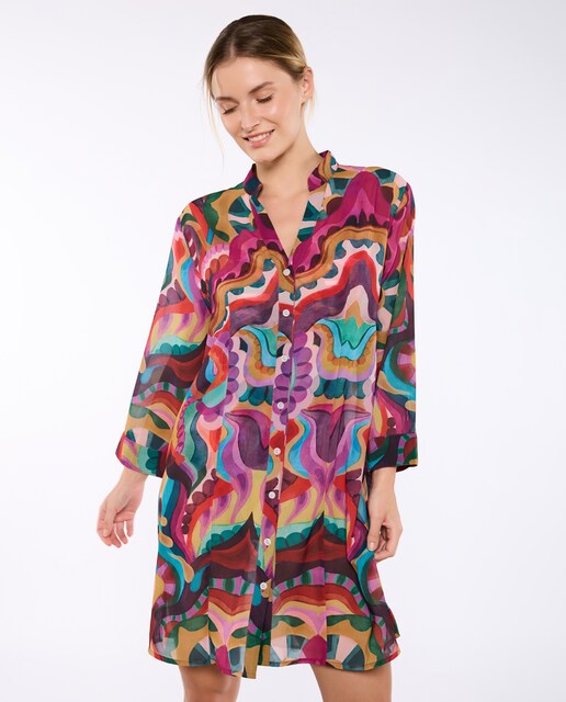 Imagem 0 de Vestido de Praia Romina Tipo Camisa