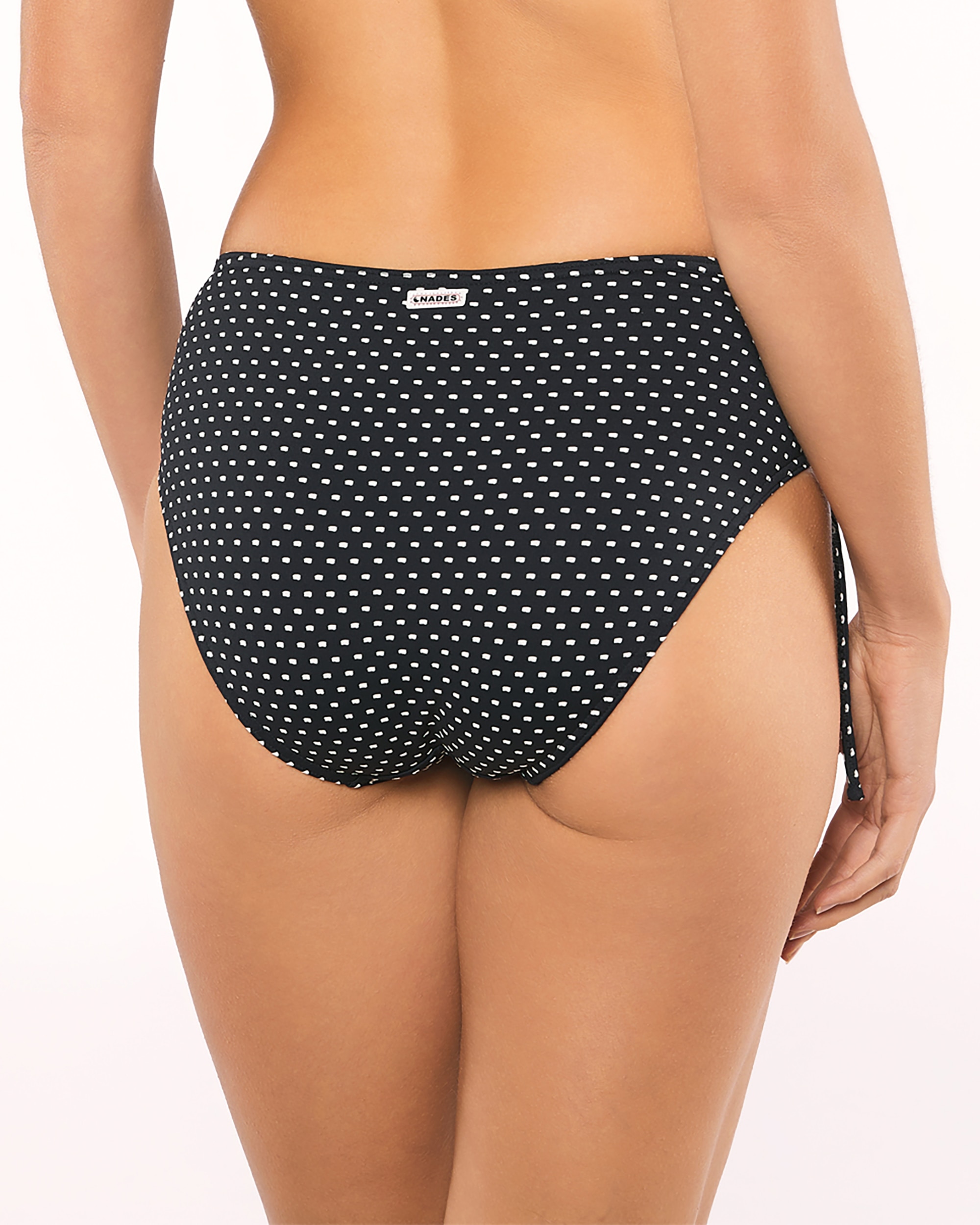 Cueca de Biquíni Brenda Clássica Alta com Laterais Ajustáveis Preto-3
