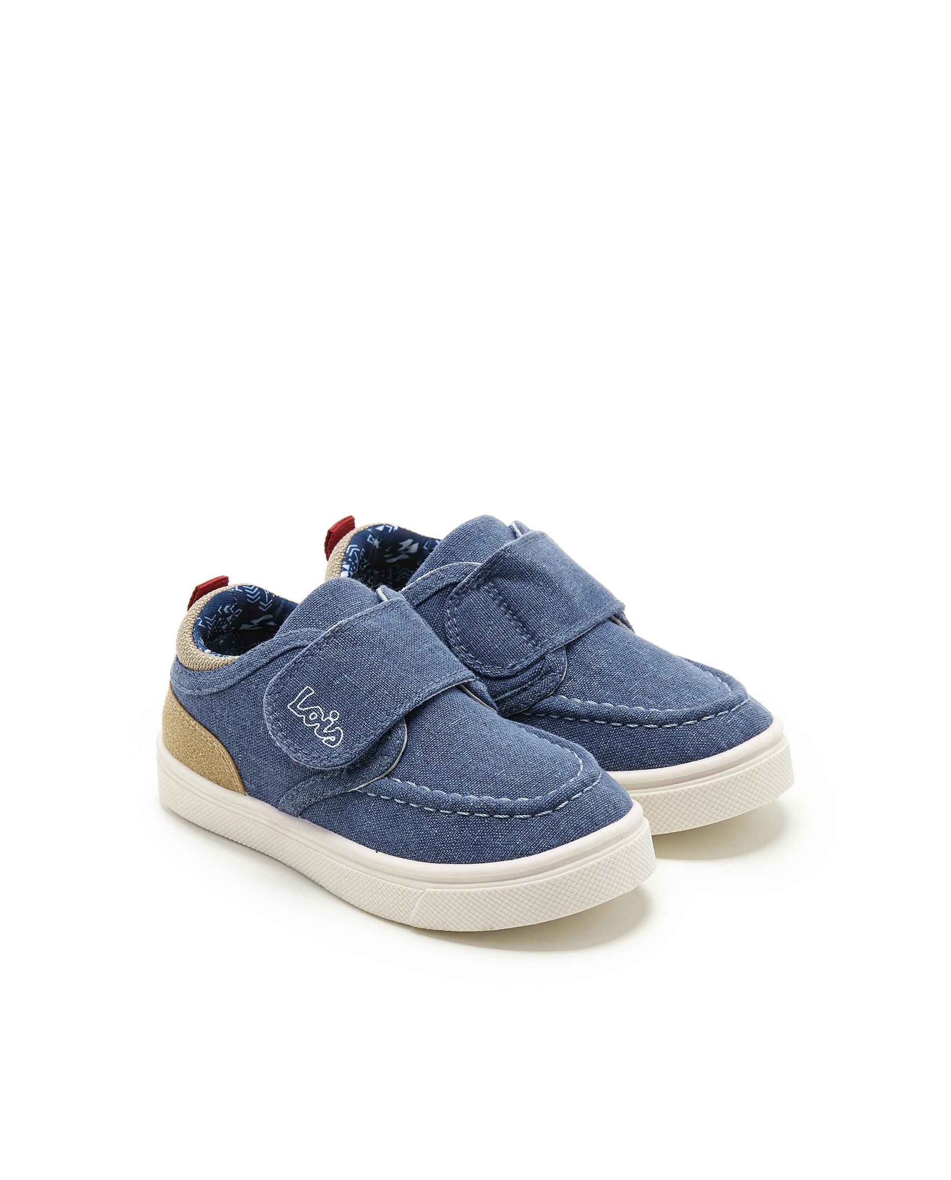 Sapatilhas de Lona Infantil com Velcro e Logo na Língua Lois Azul claro / azul marinho-2