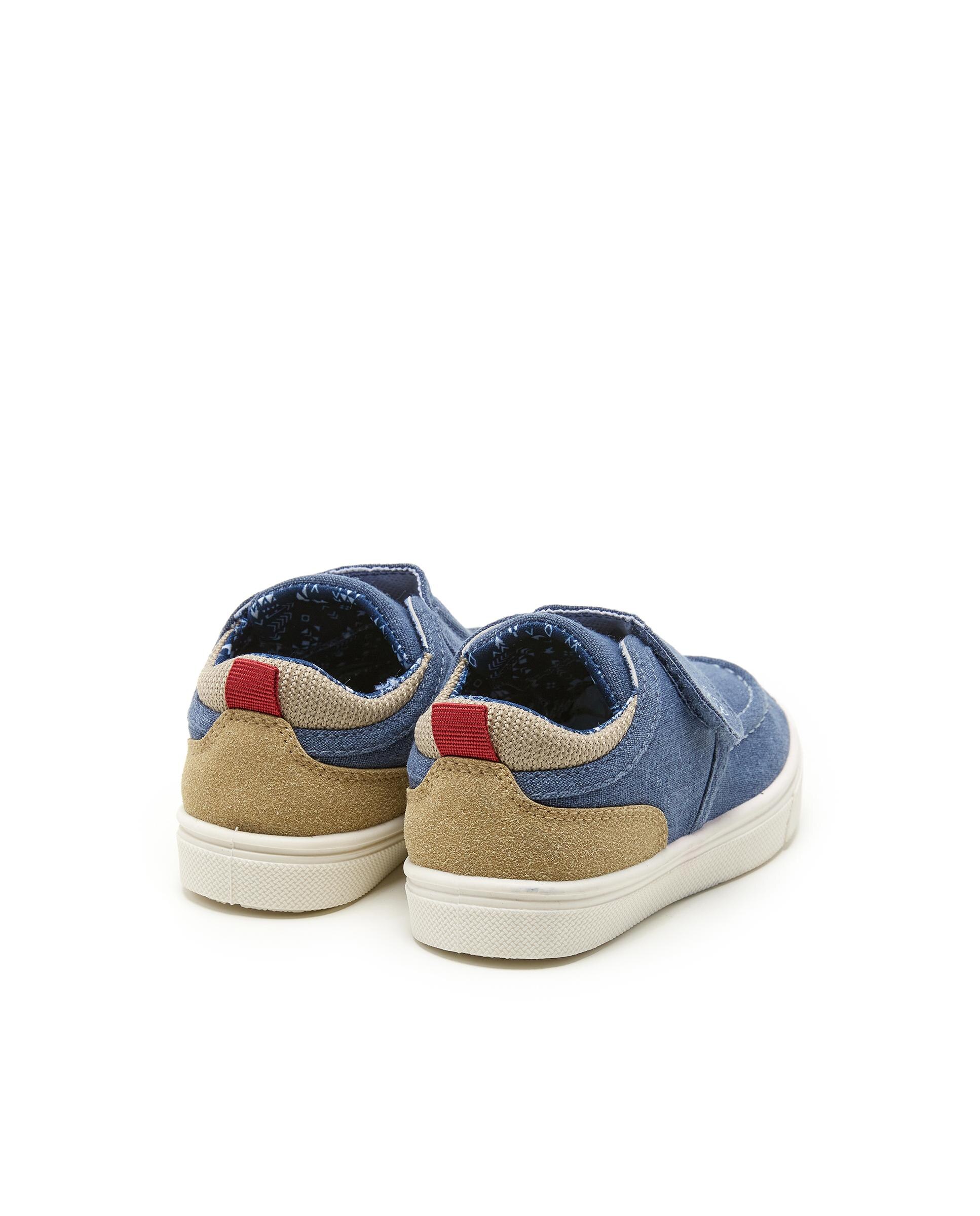 Sapatilhas de Lona Infantil com Velcro e Logo na Língua Lois Azul claro / azul marinho-3