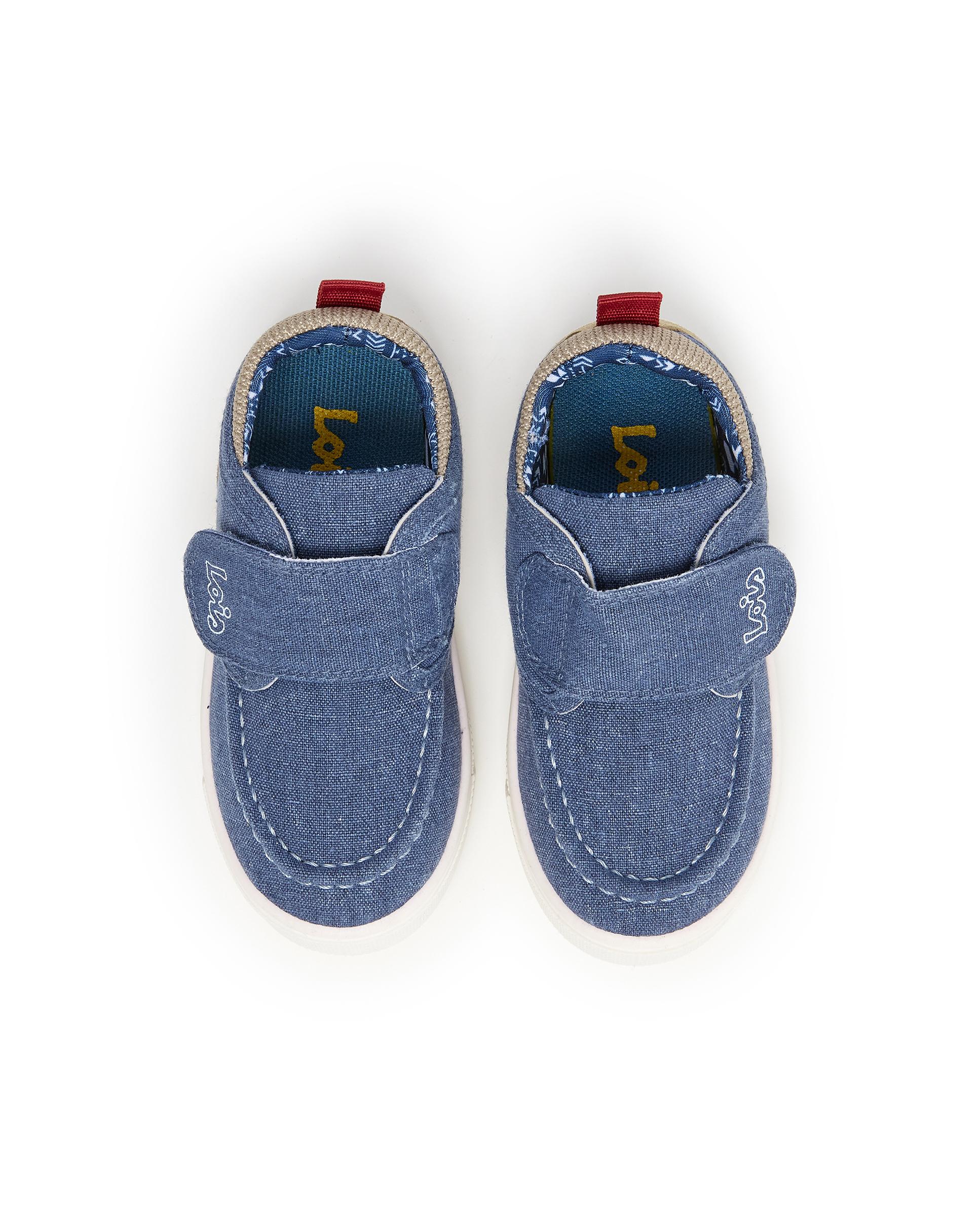 Sapatilhas de Lona Infantil com Velcro e Logo na Língua Lois Azul claro / azul marinho-4