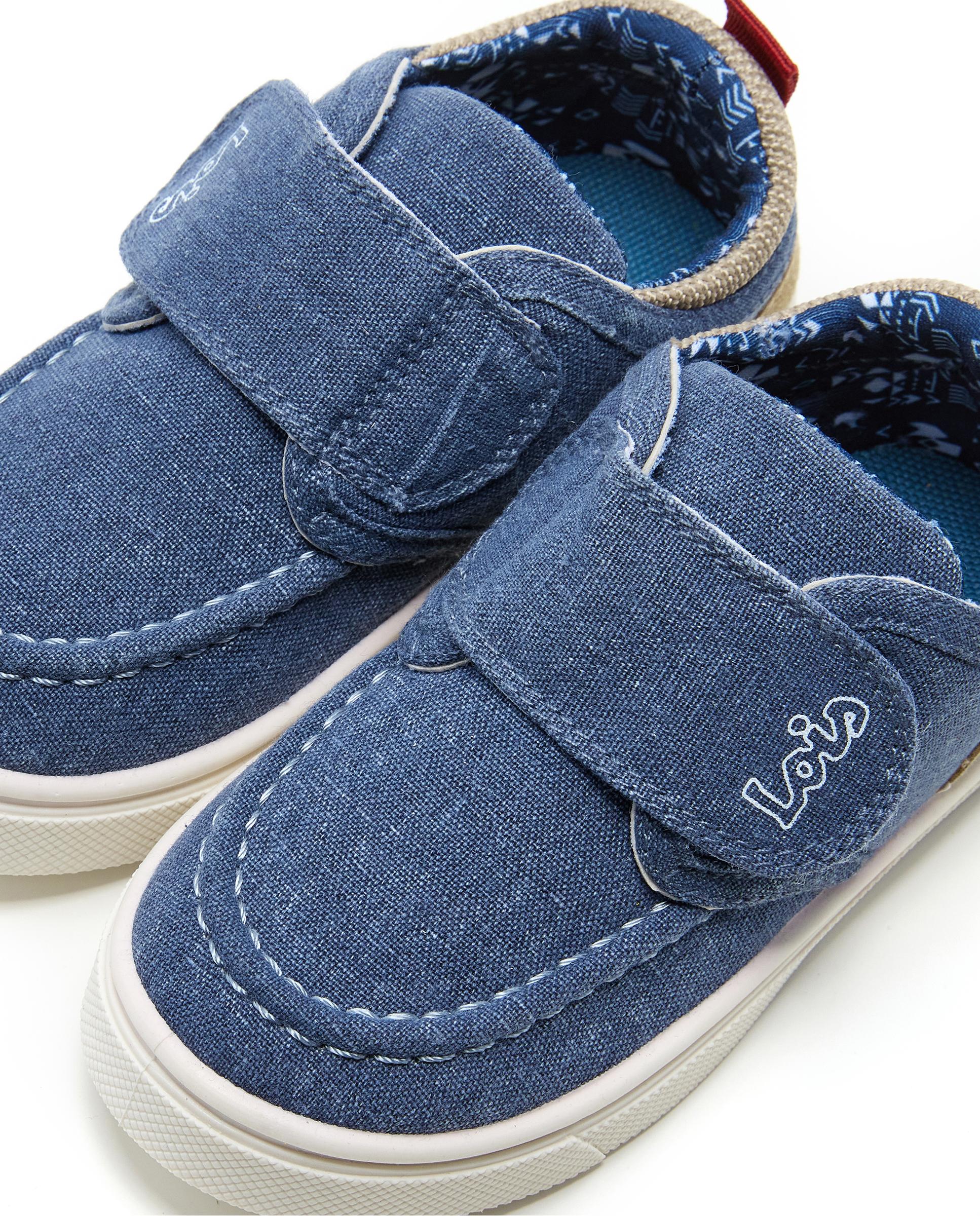 Sapatilhas de Lona Infantil com Velcro e Logo na Língua Lois Azul claro / azul marinho-5
