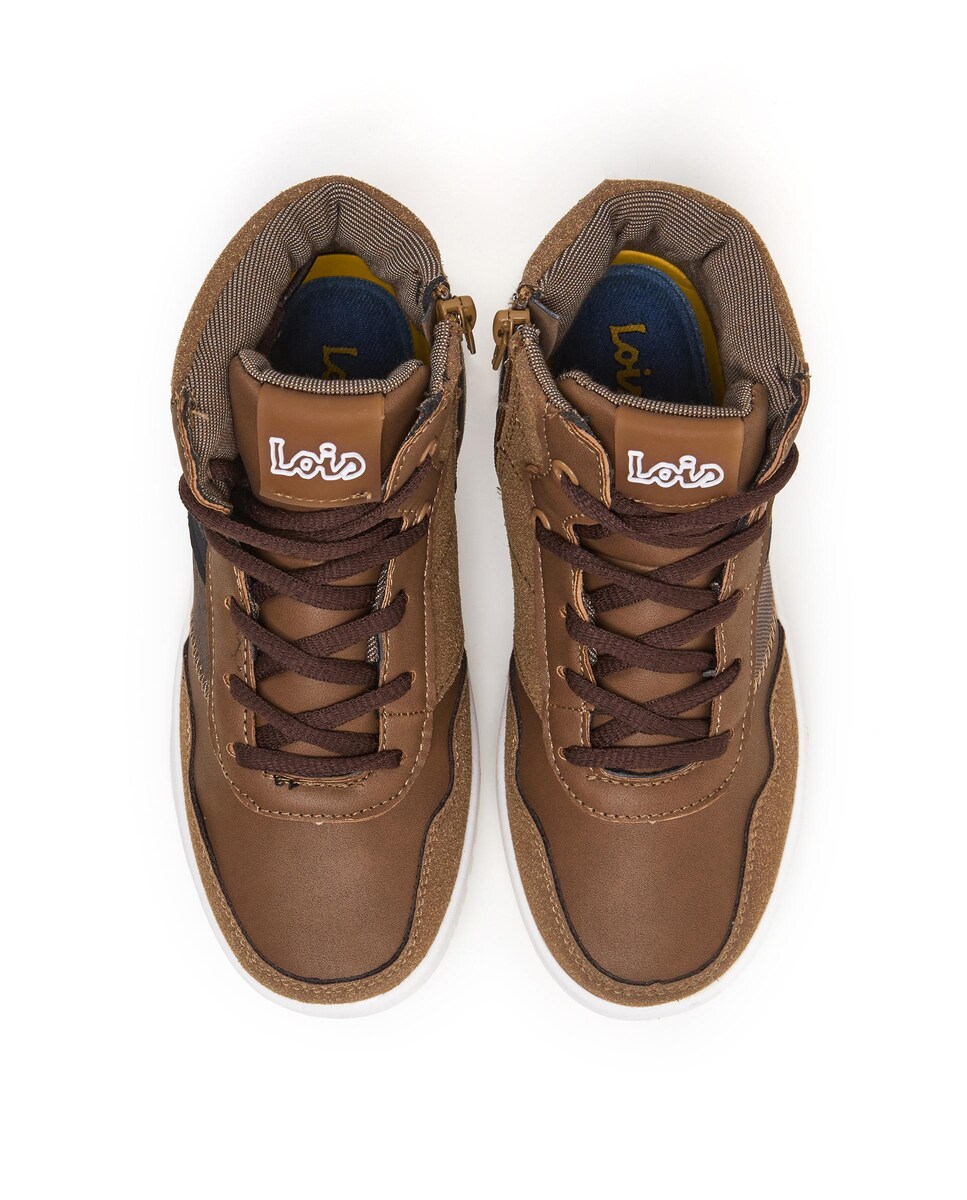 Botins Infantil com Fecho Ajustável com Cordões e Fecho de Correr na Lateral Castanho-4