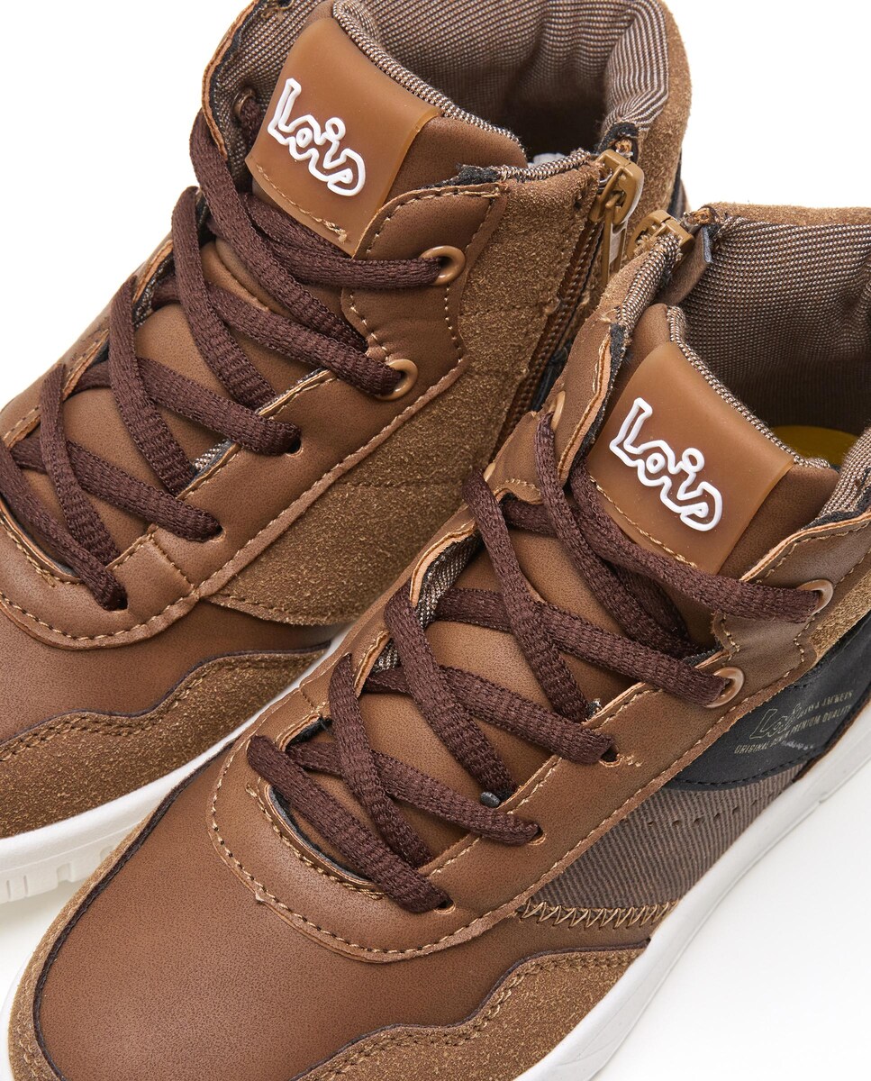 Botins Infantil com Fecho Ajustável com Cordões e Fecho de Correr na Lateral Castanho-5