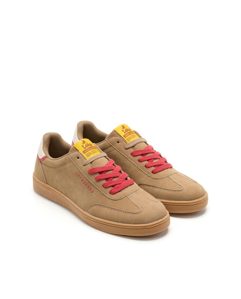 Sapatilhas com Atacadores e Logo Lateral Taupe-2