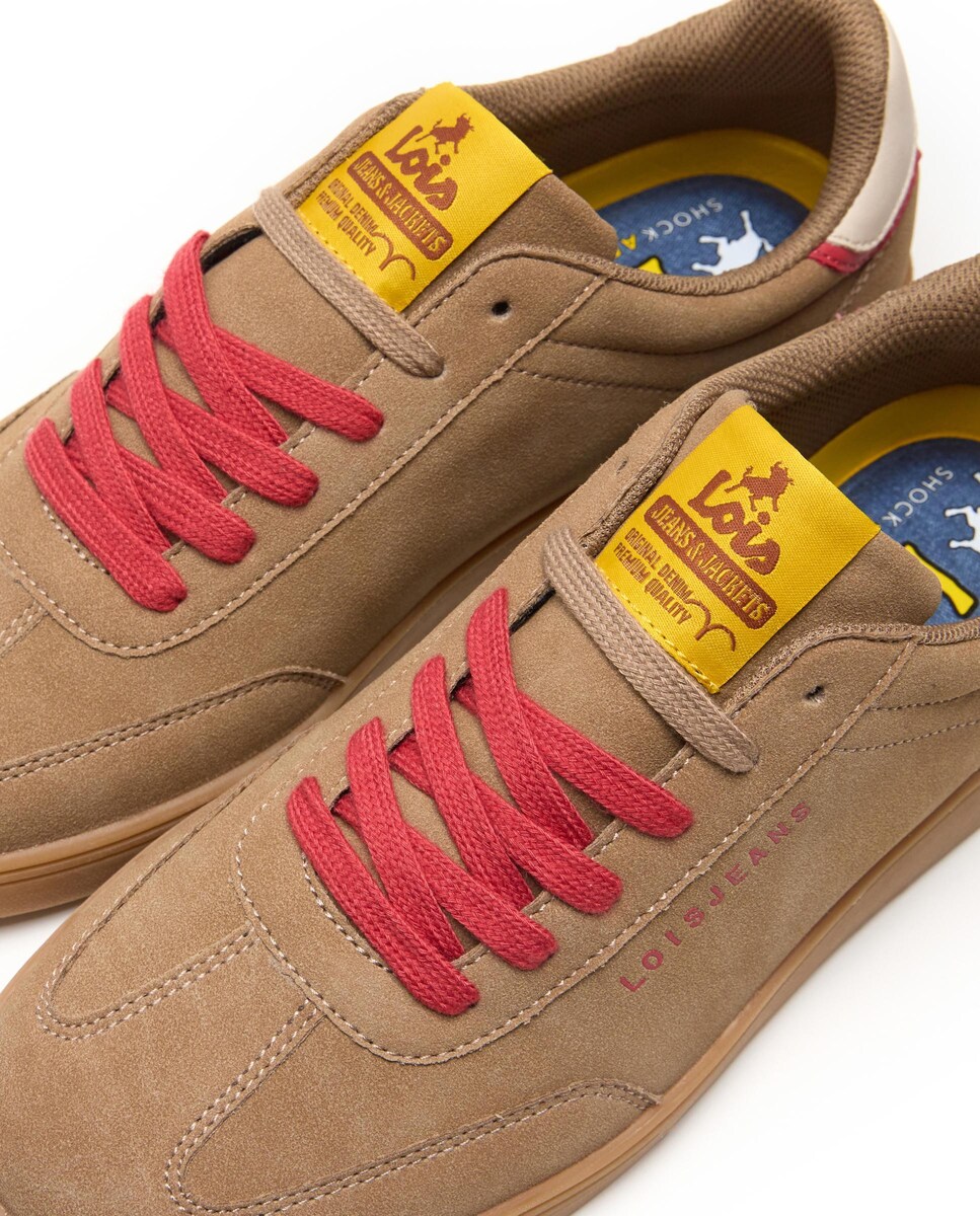 Sapatilhas com Atacadores e Logo Lateral Taupe-5