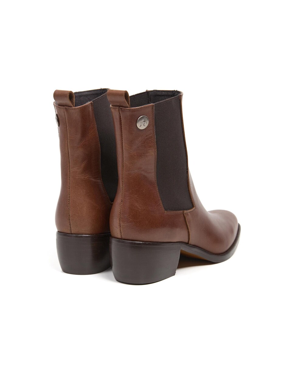 Botins Tipo Chelsea em Pele Castanho-3