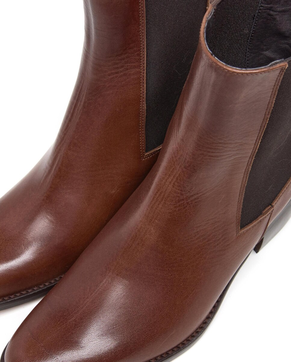 Botins Tipo Chelsea em Pele Castanho-5