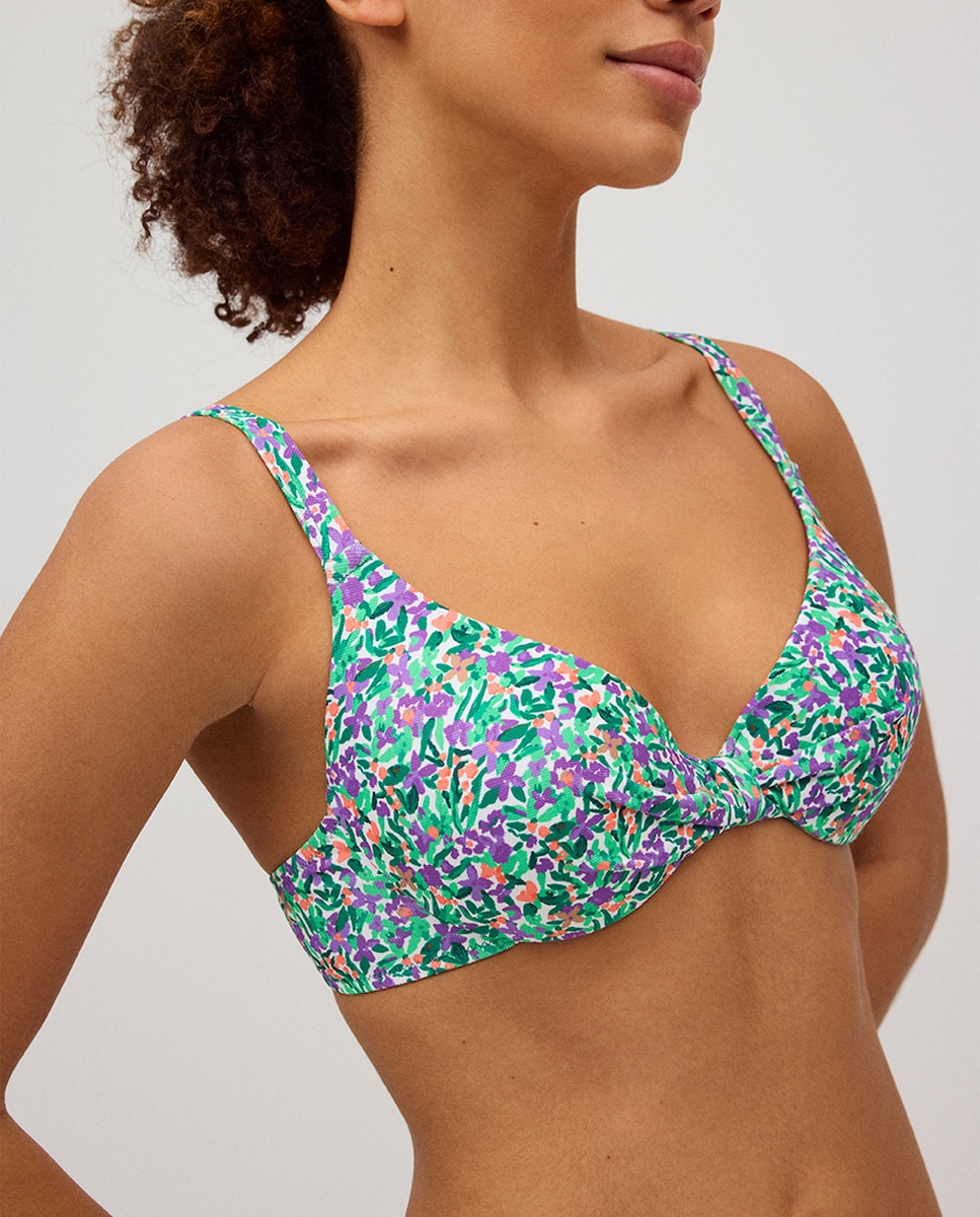 Top Bikini com Aro Estampado Floral Multicolor-3