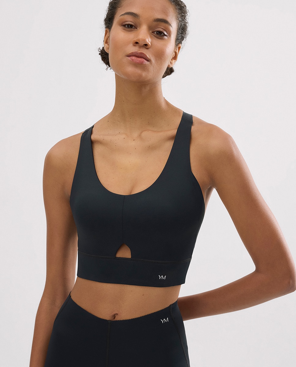 Soutien Desportivo Compressive com Detalhe de Abertura e Sustentação Média Preto-3