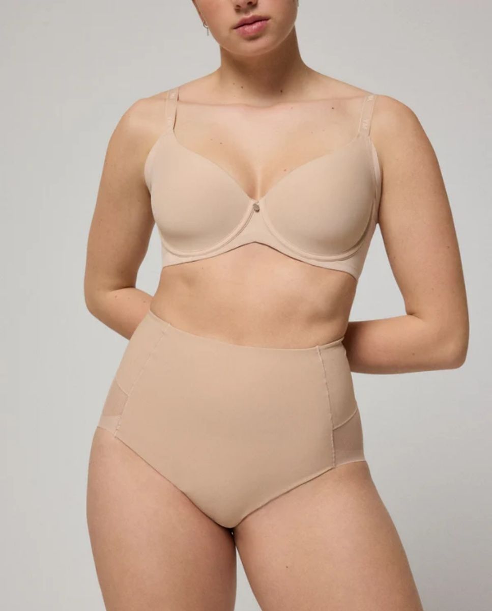 Cueca Redutora Alta em Tecido de Tule Compressão Média Nude-1