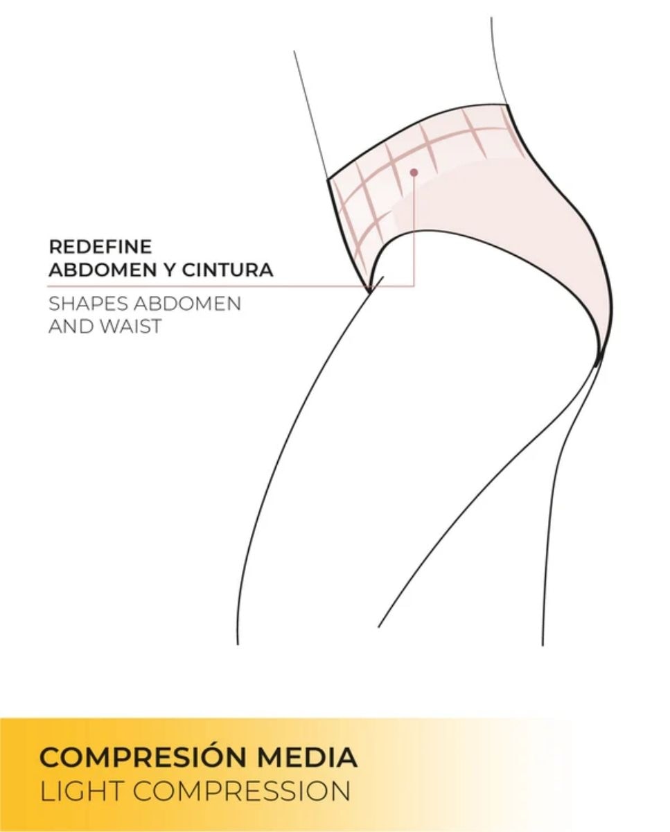 Cueca Redutora Alta em Tecido de Tule Compressão Média Nude-4