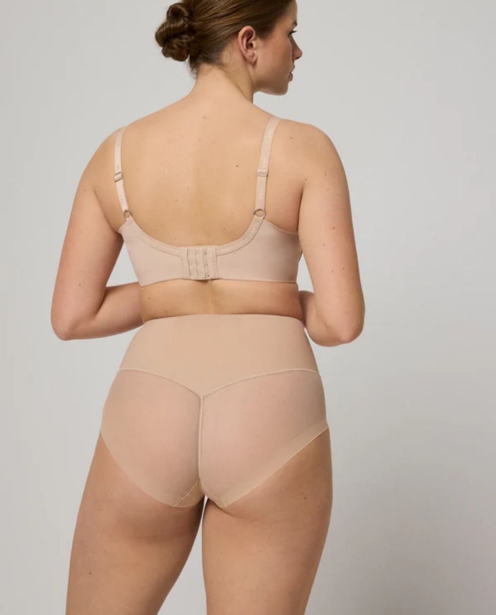 Braga Redutora Alta em Tecido de Tule Compressão Média Nude-2