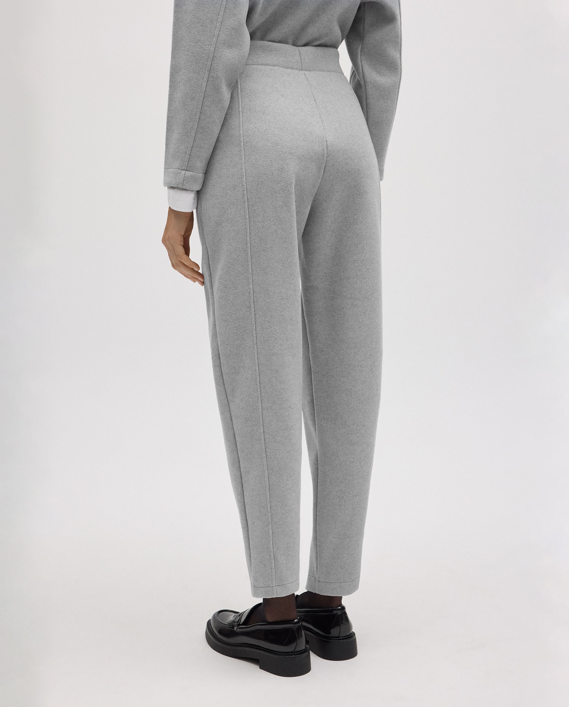 Calças Quentes Slim Fit com Estrutura Cinzento-claro-3