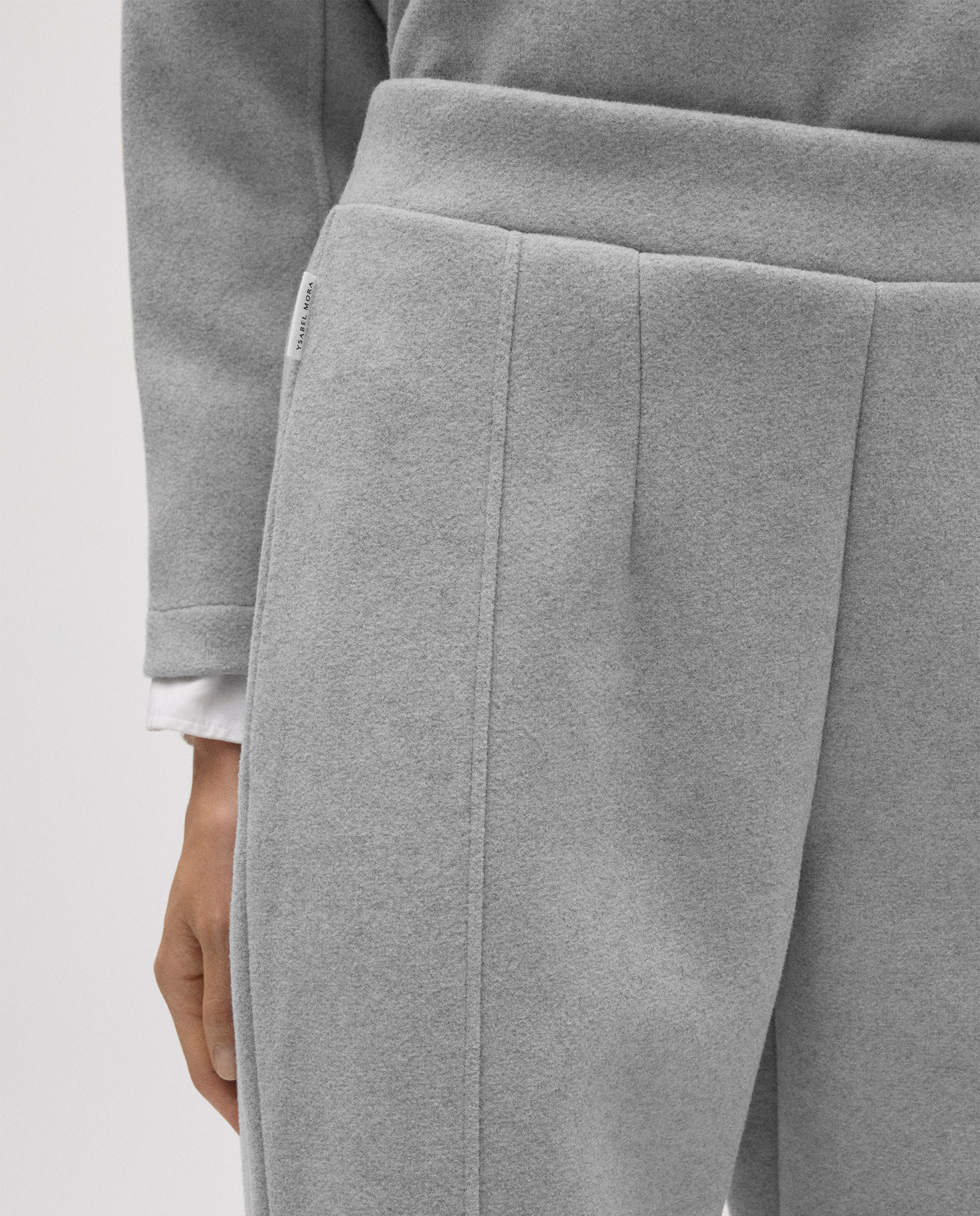 Calças Quentes Slim Fit com Estrutura Cinzento-claro-4