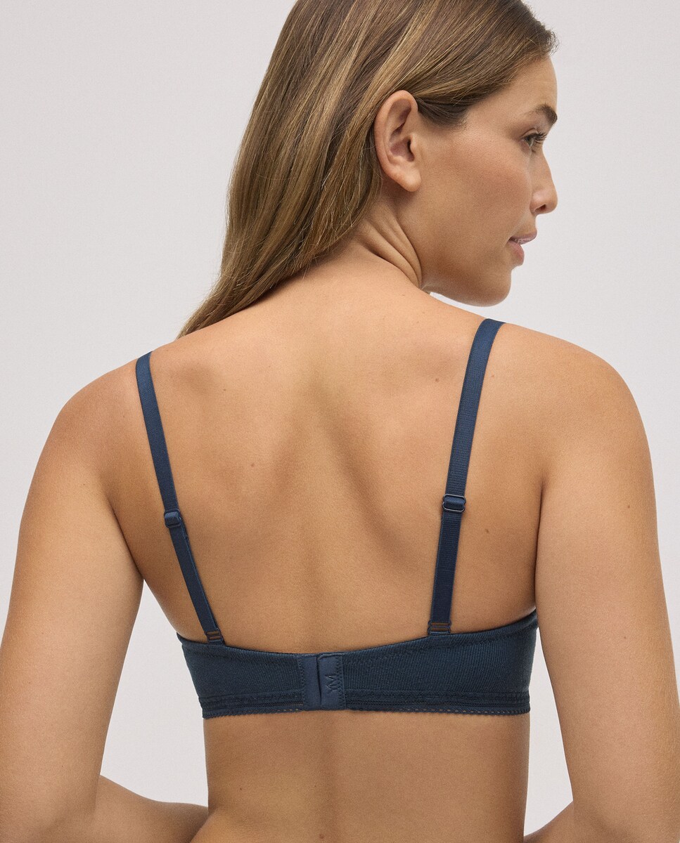 Soutien com Aro com Forro Canelado com Renda Copas B e C Azul-índigo-2