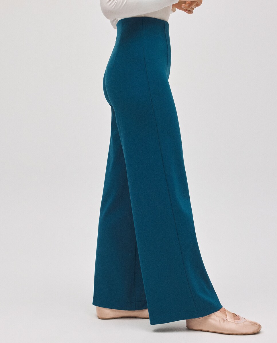 Calças Formais Wide Azul-5