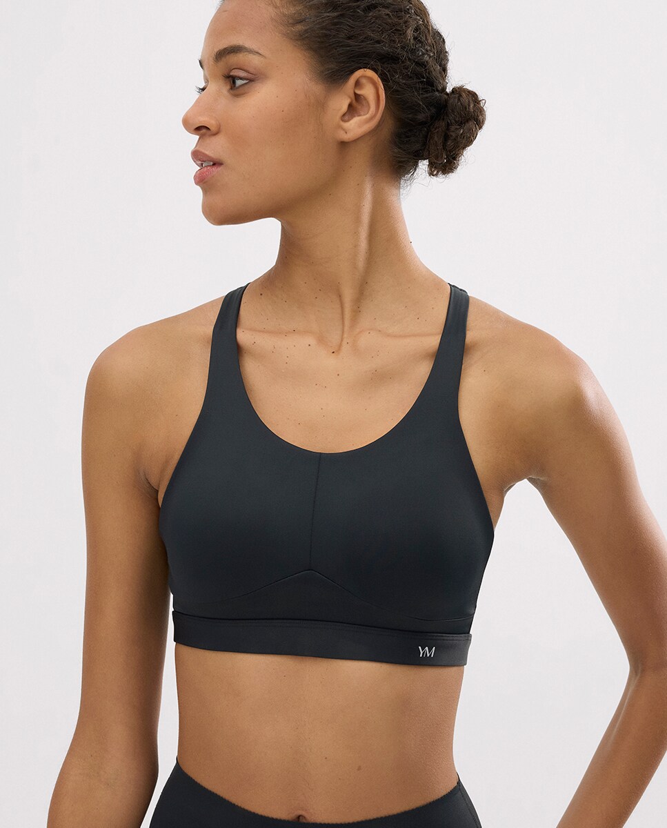 Soutien Desportivo Compressive de Alto Impacto com Alças Reguláveis Preto-1